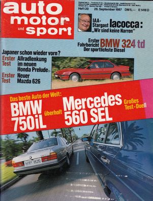 auto motor und sport Heft 20 / 1987, BMW, Mercedes, Honda, Mazda, Motorsport