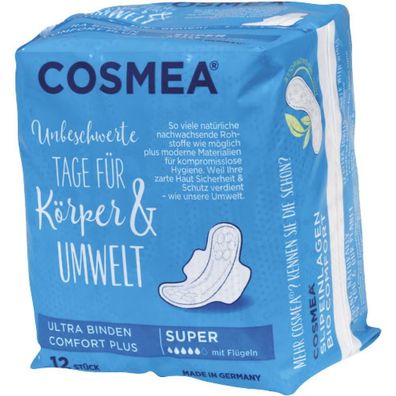 Cosmea Ultra Binden Comfort Plus Super mit Fl?geln 12 St?ck Menstruation Periode