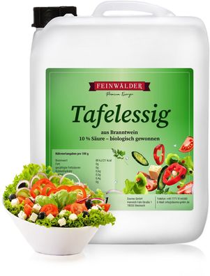 Feinwälder® Premium Tafelessig 10 Liter mit 10% Säure Biologisch gewonnener Essig