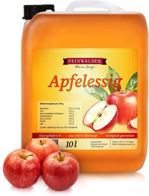 Feinwälder® Apfelessig 5 % Säuregehalt / organisch und ohne Zusätze / 10 Liter