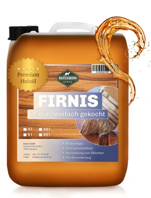 Martenbrown® Leinöl Firnis farblos im 3l Kanister Holzöl 2-fach gekocht