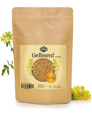 Martenbrown® Gelbsenf Gründüngung 2,5 kg frische Saat ganze Körner Senfsaat Gelb