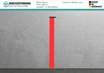 PVC Ersatz Streifen 30cm Rot - Hoehe: 330cm