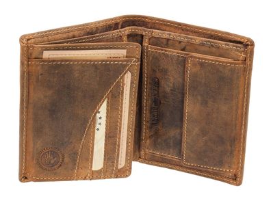 Greenburry Vintage Leder Geldbörse RFID Schutz Braun Kombibörse Geldbeutel