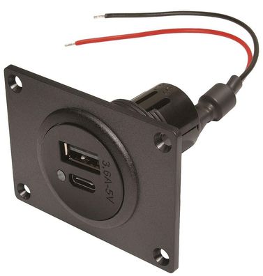 Pro car Doppelsteckdose EV Power USB-C/ A mit Montageplatte 12 - 24 V