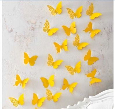 Schmetterling PVC 10er 14cm gelb Wanddeko