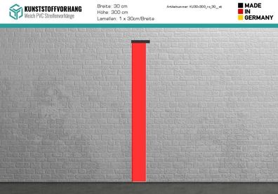 PVC Ersatz Streifen 30cm Rot - Hoehe: 300cm
