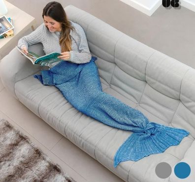 Meerjungfrau Mermaid Decke Farbe: Grau Kuscheldeck Couchdecke