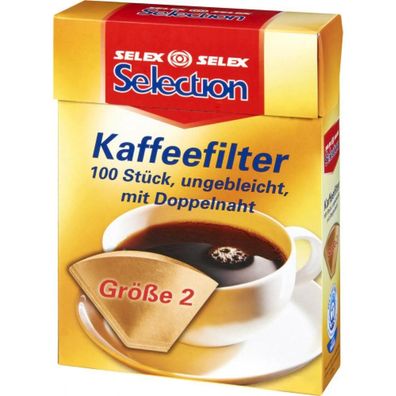 Selection Kaffeefilter Gr??e 2 100 St?ck ungebleicht mit Doppelnaht