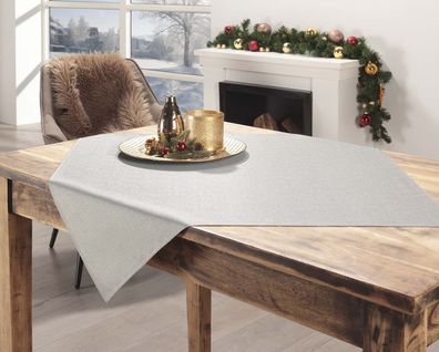 Tischdecke Weihnachten UNI 140/220 cm silber-silber