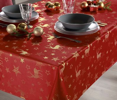 Weihnachten Tischdecke Nordpol 130/160 cm rot-gold