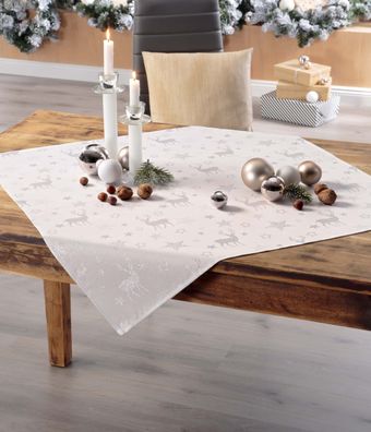 Weihnachten Tischdecke Nordpol 140/220 cm weiß-silber