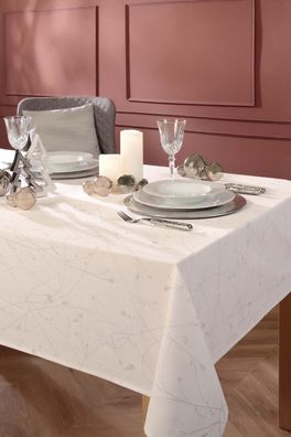 Tischdecke St. Tropez 130/160 cm weiß-silber