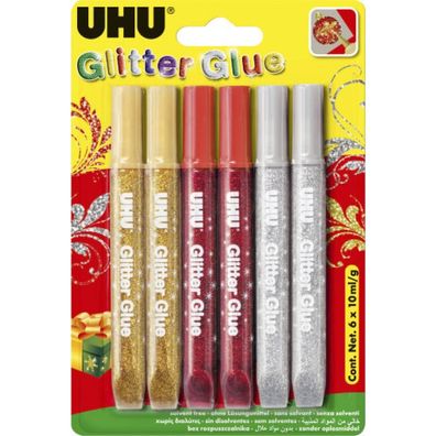 Uhu Glitter Glue 6er Pack 6x10g gold silber und rot
