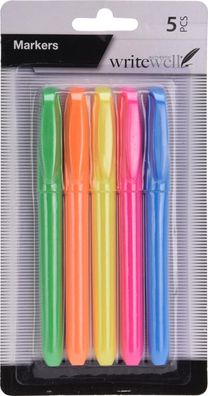 Haushaltswaren-guru Textmarker 5-Farben Set Neonfarben Zubeh?r