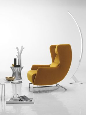 Sessel Sitz Einsitzer Design Gelb Polster Wohnzimmer Möbel Ohrensessel Prianera