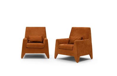 Sessel Sitz Modern Design Wohnzimmer Polster Einsitzer Textil Braun Stil Luxus
