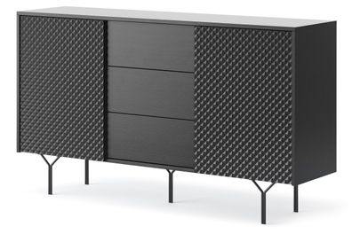 Kommode Raven KSZ1442D Sideboard 144x82x37.5 cm 2 Türen 3 Schubladen Graphitschwarz