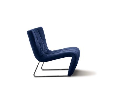 Sessel ohne Armlehne Luxus Polster Design Möbel Italienischer Stil Textil Blau