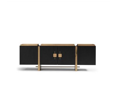 Anrichte Sideboard Schrank Kommode Holz Schwarz Modern Design Gold
