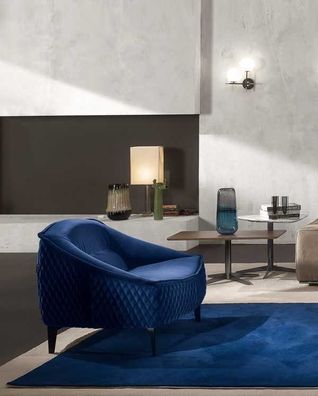 Sessel Möbel Modern Stoff Lounge Textil Luxus Sitz Relax Möbel Blau Prianera