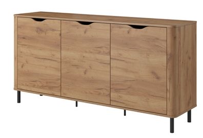 Kommode Santi C Wohnzimmerschrank mit 3 Türen Sideboard 165 cm breit Craft Eiche gold