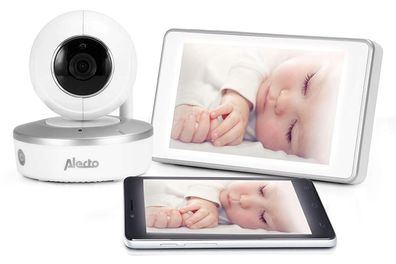 Alecto DIVM-550 Babymonitor Babyphone mit Kamera 5 Zoll Touchscreen weiß