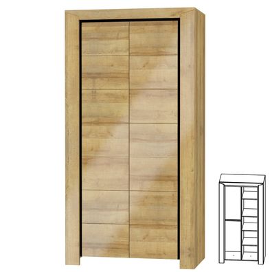 Kleiderschrank 100 cm Sirocco SIS-2 Schrank 2 Türen 2 Kleiderstangen Schrank