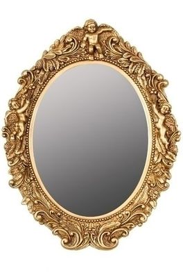 Ovaler Spiegel Mogallal Holz Gold