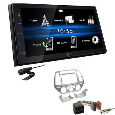 JVC 2 DIN Digital Autoradio Bluetooth USB für Hyundai i20 2012-2014 silber