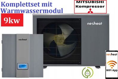 Neoheat Wärmepumpe 9kW Monoblokwärmepumpe mit Modul für Warmwasser WLAN Steuerung