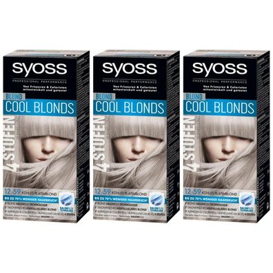 88,29EUR/1l 3 x Syoss Blond Haarfarbe Coloration K?hles Platinblond 12-59 115ml