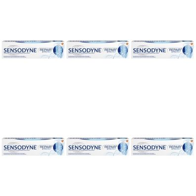 10,93EUR/1l 6 x Sensodyne 75ml Zahncreme repair + protect Tube Zahnpasta