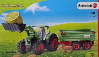 Schleich 42379 Farm World Spielset, Traktor mit Anhänger, Spielzeug ab 3 Jahren