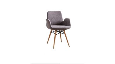 Esszimmerstuhl Küchenstuhl Gruppe Stühle mit Armlehnen 4tlg Grau Stoff