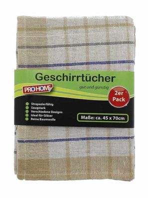 Geschirrtuch 2er 45x70cm 100% Baumwolle BILD - Auswahl: Gelb