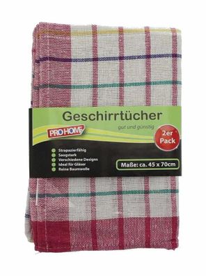 Geschirrtuch 2er 45x70cm 100% Baumwolle BILD - Auswahl: Rot