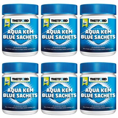 6 x Aqua Kem Blue Sachets 15 St?ck Toilette Camping Wohnmobil