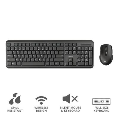 Trust ODY Tastatur Maus enthalten RF Wireless Deutsch Schwarz