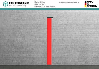 PVC Ersatz Streifen 30cm Rot - Hoehe: 320cm