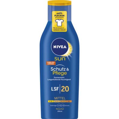 64,60EUR/1l Nivea Sonnenmilch LSF20 Flasche Schutz und Pflege 250ml