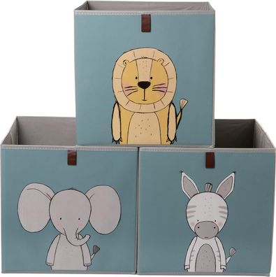 3er Set Aufbewahrungsboxen, Kallax Boxen, Spielzeugkiste für Kallax Regal blau