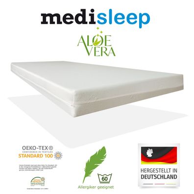 Comfort Rollmatratze Schaumstoff Bezug AloeVera 90 x 220 x 15cm Härte 1