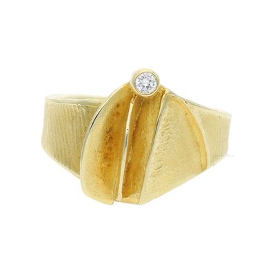 Diamantring 585/000 (14 Karat) Gelbgold, aus zweiter Hand, getragen ...