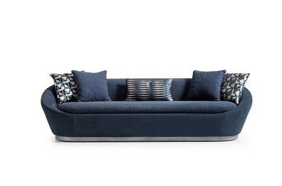 Moderne Dreisitzer Sofa 3 Sitz Stoffsofa Blau Polstersofa Couch Stoff
