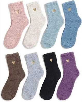 Damen Socken, Studenten-Winter Plésch, 8 Paar flauschige Wintersocken