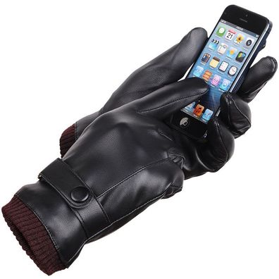 Herren-Winterhandschuhe aus verdicktem, rutschfestem Touchscreen-Leder