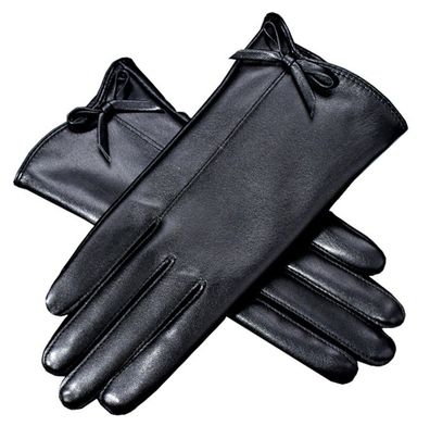 Damen-Touchscreen-Handschuhe aus Leder, winddicht und samtverdickt