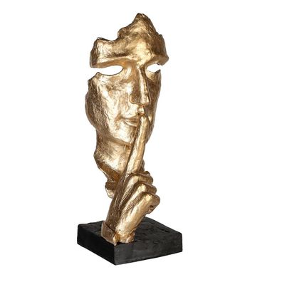 Skulptur "Silence", Polyresin, goldfarben, 13x13x39cm, von Gilde