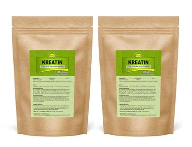 Kreatin (Creatin Monohydrat), veganes Pulver, 1 kg (2 Beutel à 500 g), Bonemis®